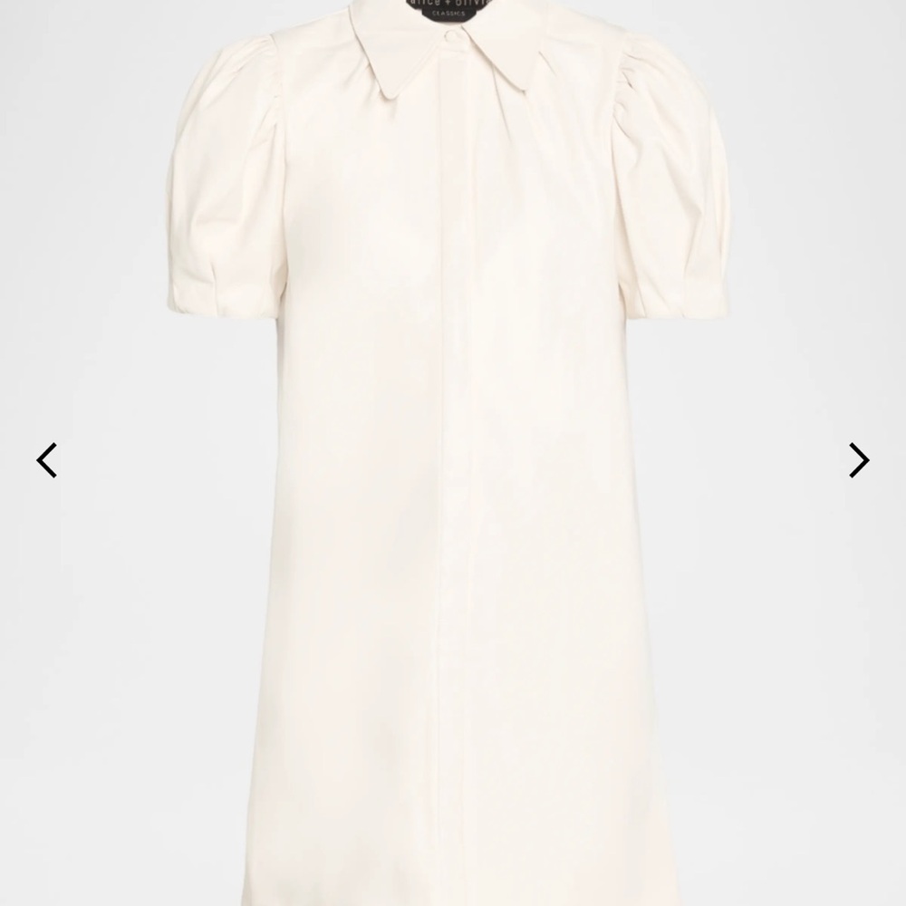 Alice + Olivia Jem Cream Mini Dress with Puff Sleeves sz s